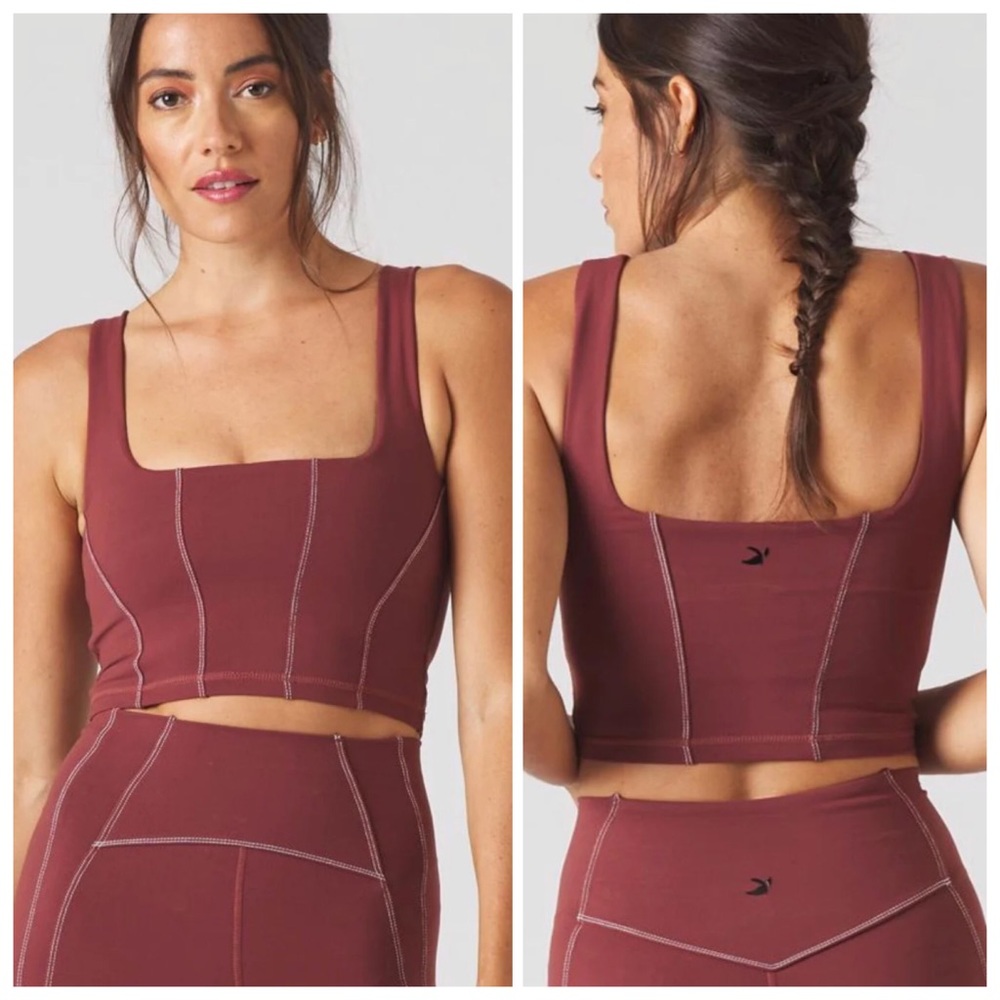 GLYDER NWT Corseted Sports Bra Merlot/White Sz XS